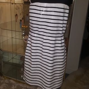 Black & White Stripe Sequin Dress